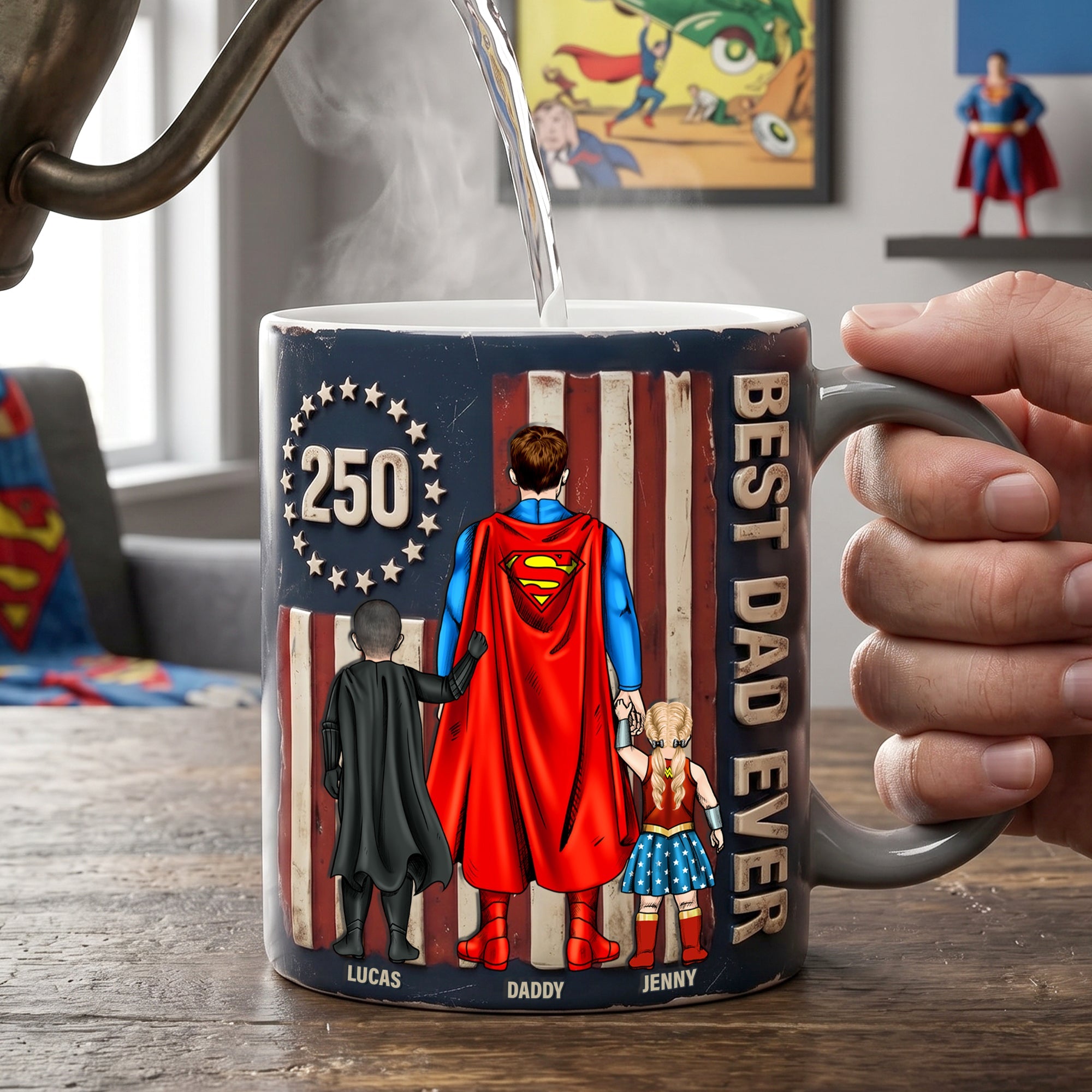 “Celebrate 250 Years of Greatness” - Best Dad Ever Magic Coffee Mug - Personalized Gift for Dad, Grandpa, and More Coffee Mug PopCulturePrints