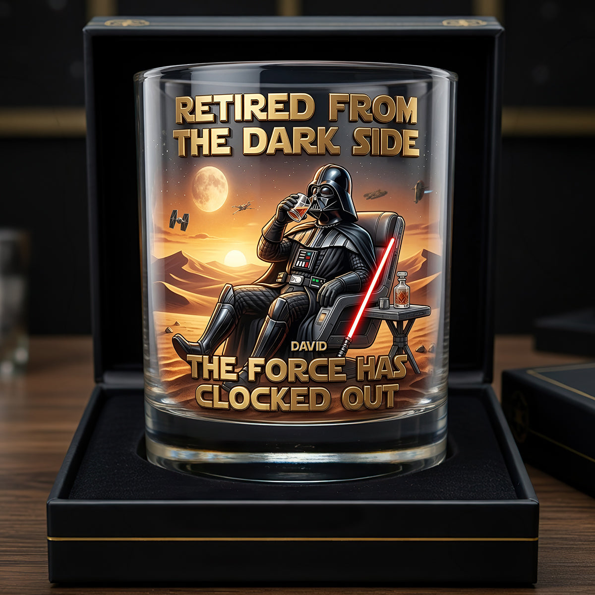 Retired from the Dark Side - Personalized Retirement Round Glass