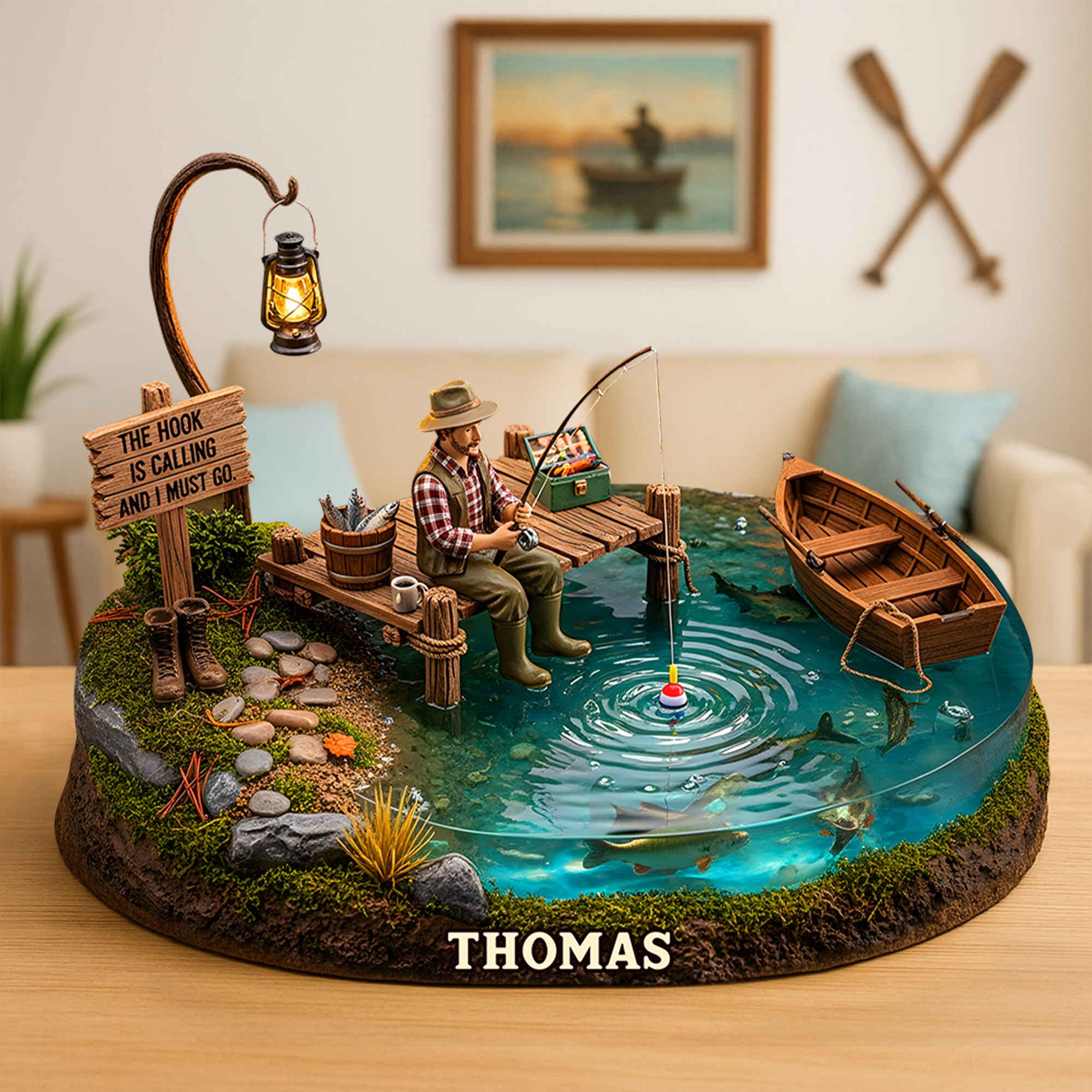 The Hook Is Calling - Personalized Fishing Man Acrylic Plaque Shaped Plaques PopCulturePrints