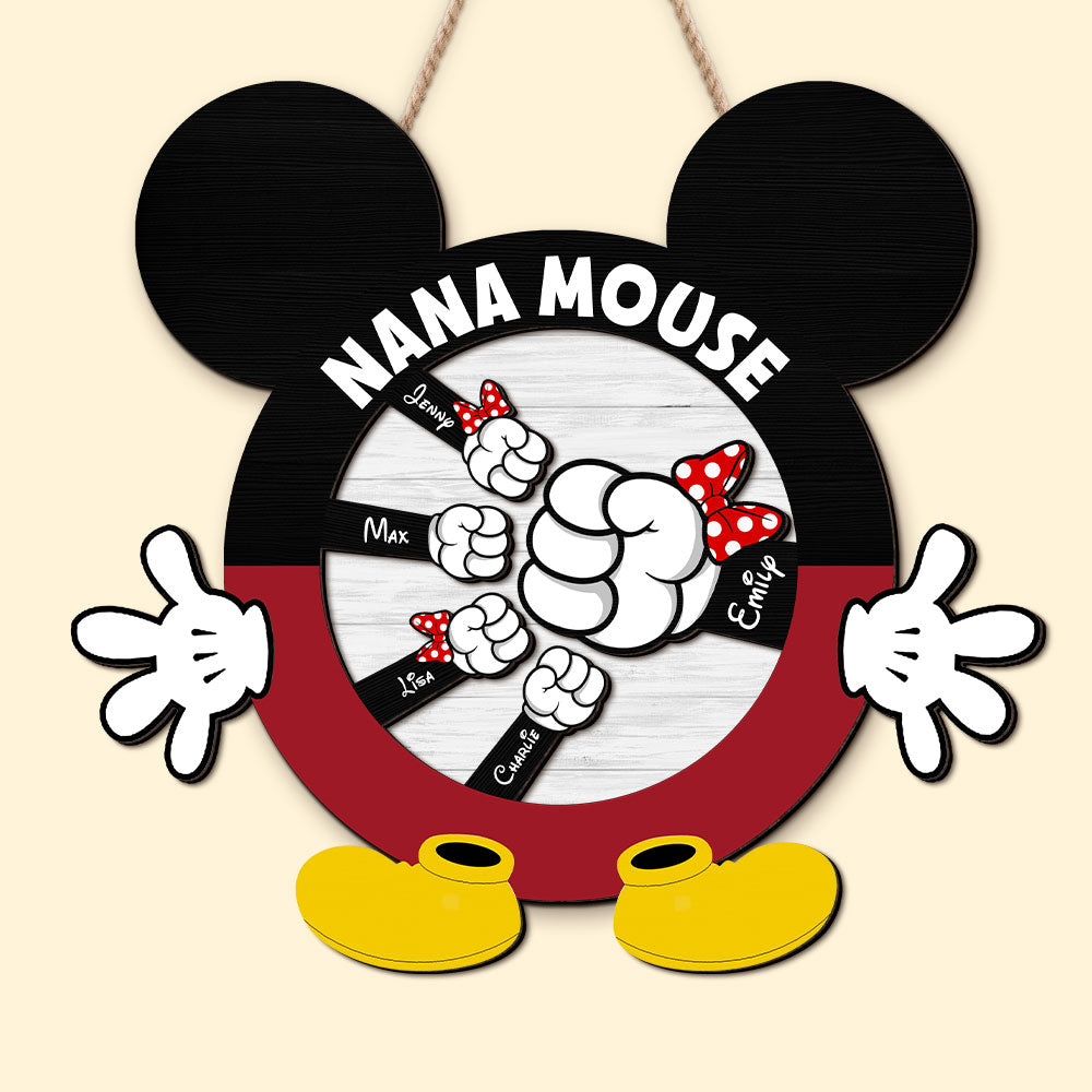 Personalized Nana Mouse Family Wood Sign Wood Sign PopCulturePrints