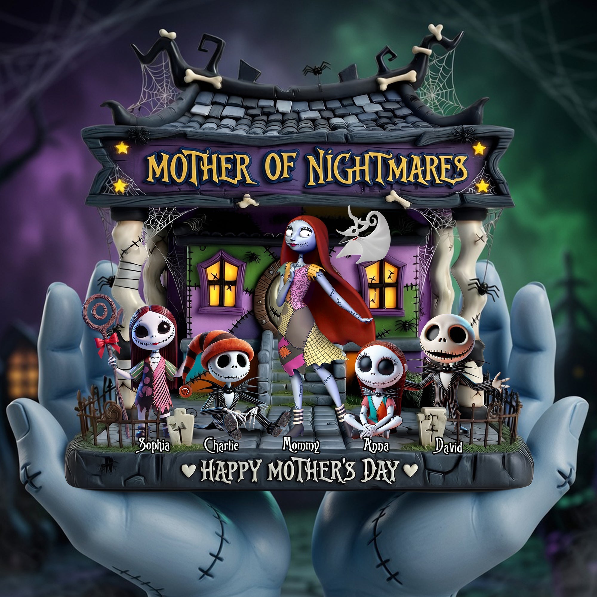 “Celebrate the Spooky Side of Motherhood!” - Custom Spooky Mom And Kids Acrylic Plaque - Unique Gift for Mom, Grandma, and More Shaped Plaques PopCulturePrints