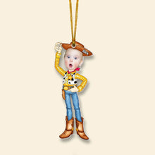 Load image into Gallery viewer, Personalized Cowboy Photo Ornament for Kids - Holiday Gift Ornament PopCulturePrints
