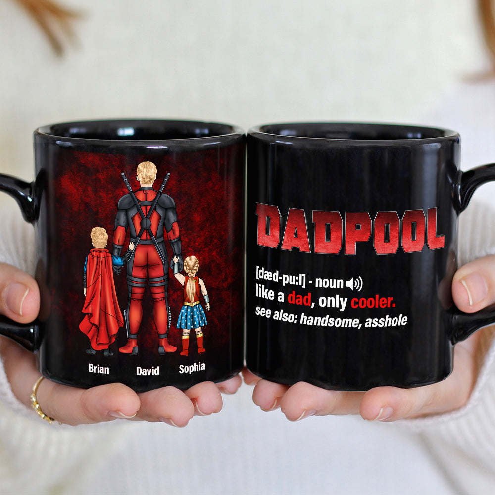 Personalized Superhero Dad Mug - Custom Family Names Coffee Mug PopCulturePrints