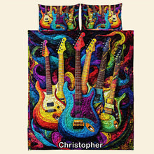 Load image into Gallery viewer, Personalized Guitar Lovers Quilt Bedding Set - Vibrant Melody Design Blanket PopCulturePrints
