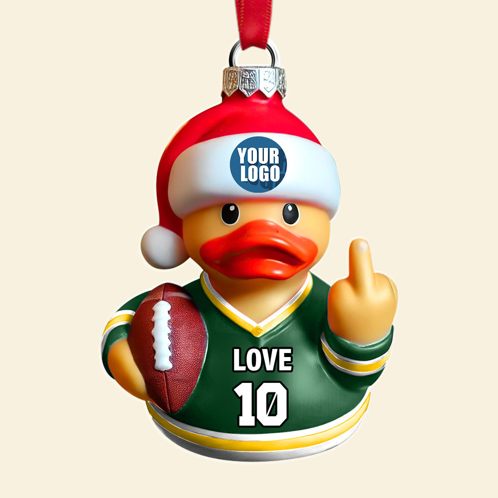 Personalized Football Fan Duck Christmas Ornament Ornament PopCulturePrints