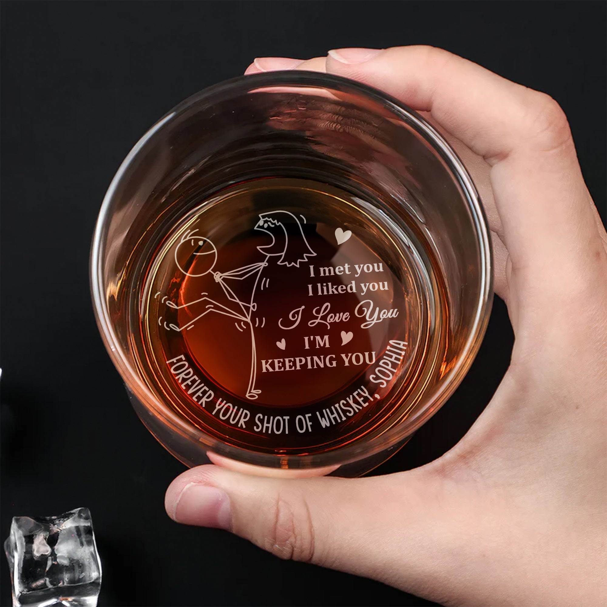 Personalized Whiskey Glass for Couples - Engraved Love Gift Whiskey Glass PopCulturePrints