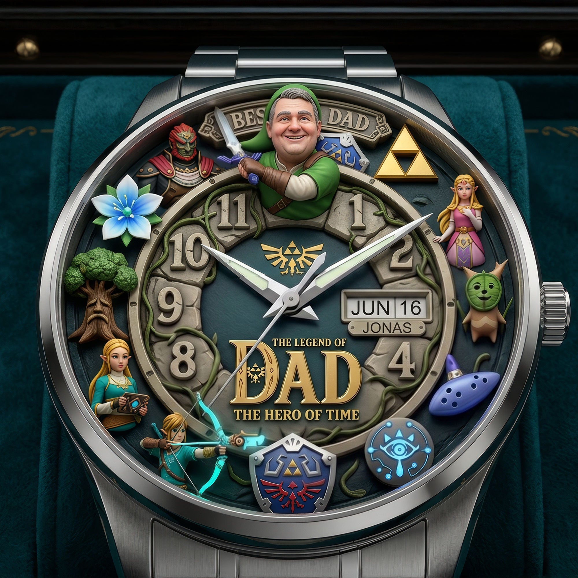 “Time Flies with Love” - Customizable Stainless Steel Watch - Perfect Gift for Dad, Grandpa, and More! Men's Watch PopCulturePrints