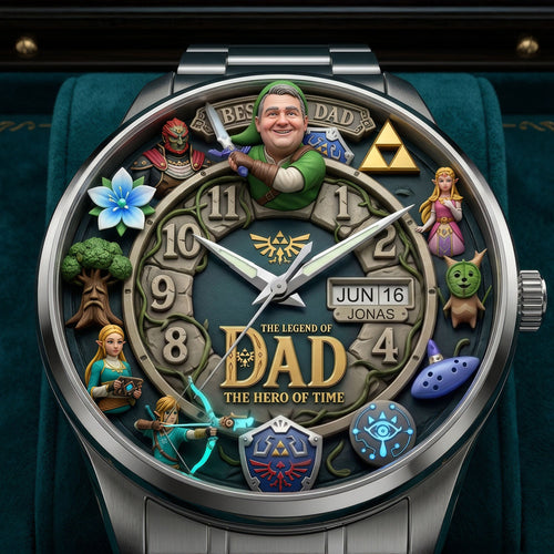 “Time Flies with Love” - Customizable Stainless Steel Watch - Perfect Gift for Dad, Grandpa, and More! Men's Watch PopCulturePrints