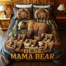 Load image into Gallery viewer, Celebrating the Best! Personalized Mama Bear Quilt Bed Set - Perfect Gift for Mom and Grandma Blanket PopCulturePrints
