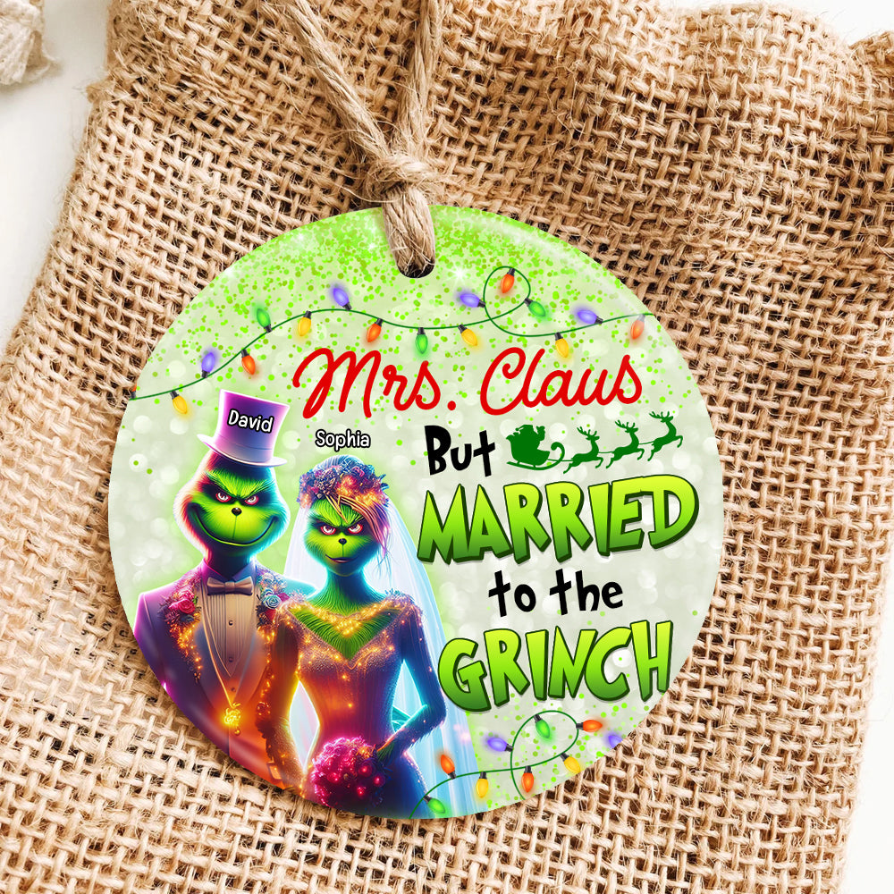 Grinch & Mrs. Claus Personalized Ornament - Perfect Christmas and Valentine's Day Gifts for Couples Ornament PopCulturePrints