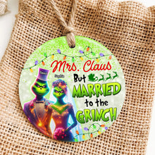 Load image into Gallery viewer, Grinch &amp; Mrs. Claus Personalized Ornament - Perfect Christmas and Valentine&#39;s Day Gifts for Couples Ornament PopCulturePrints
