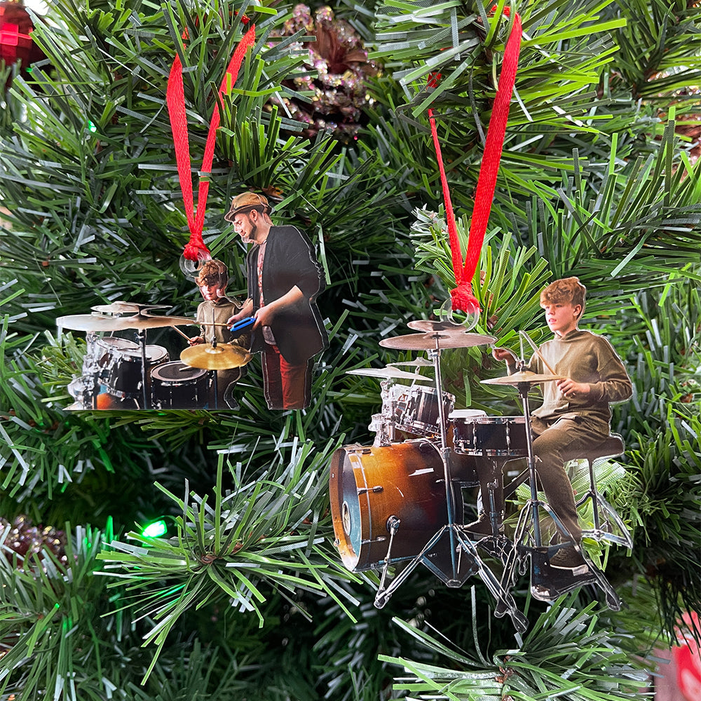 Custom Drummer Photo Ornament - Personalized Christmas Gift