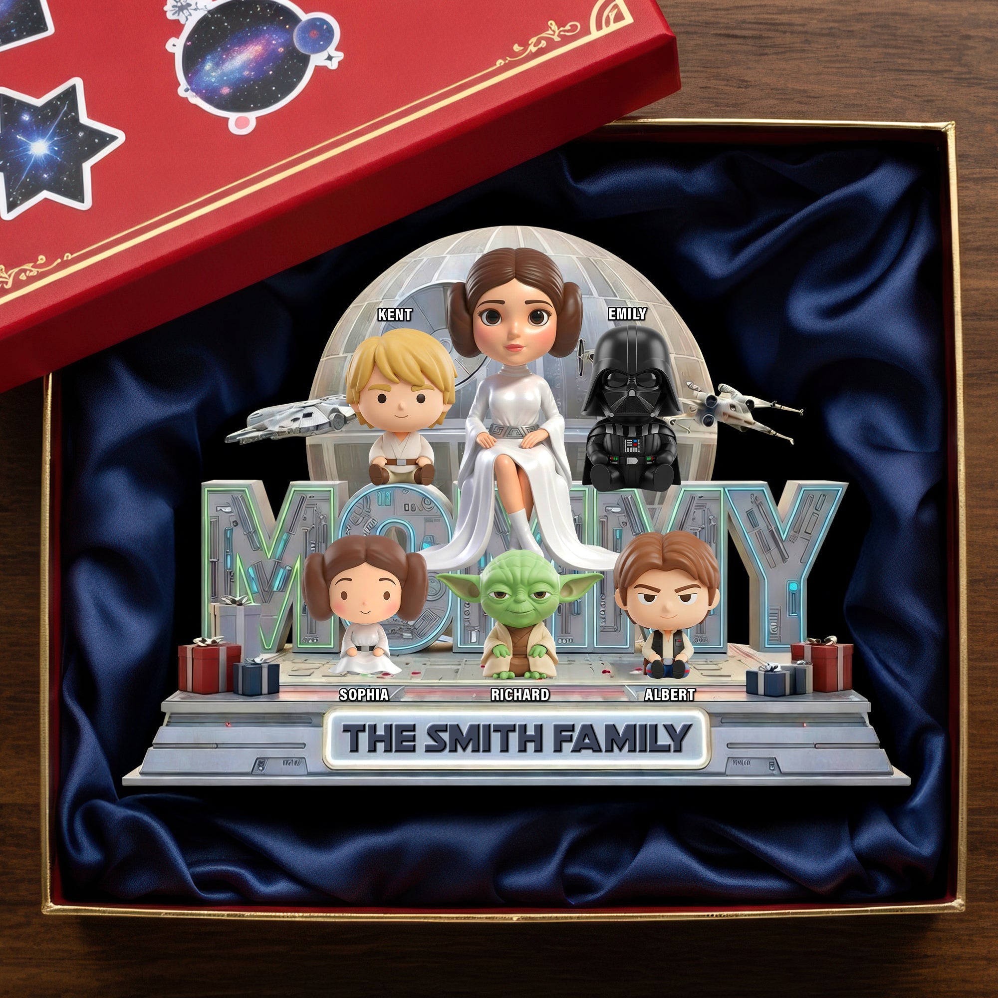 "To the Universe and Beyond – Personalized Cosmic Mom and Kids Acrylic Plaque - Unique Gift for Mom, Grandma & Kids" Shaped Plaques PopCulturePrints