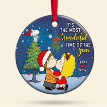 Load image into Gallery viewer, Personalized Cartoon Couple Kissing Under The Mistletoe Christmas Ornament
