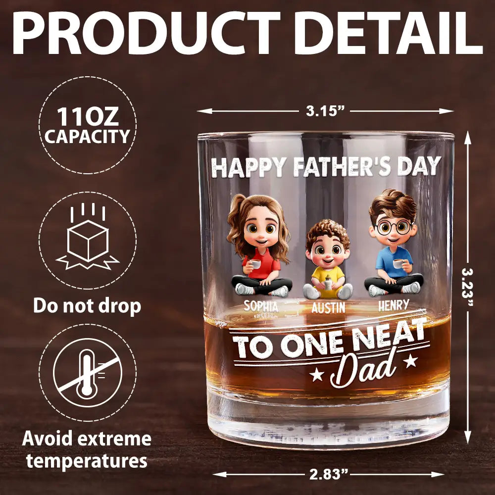 Cheers to the Neat Dad - Personalized Whiskey Glass for Father's Day Whiskey Glass PopCulturePrints