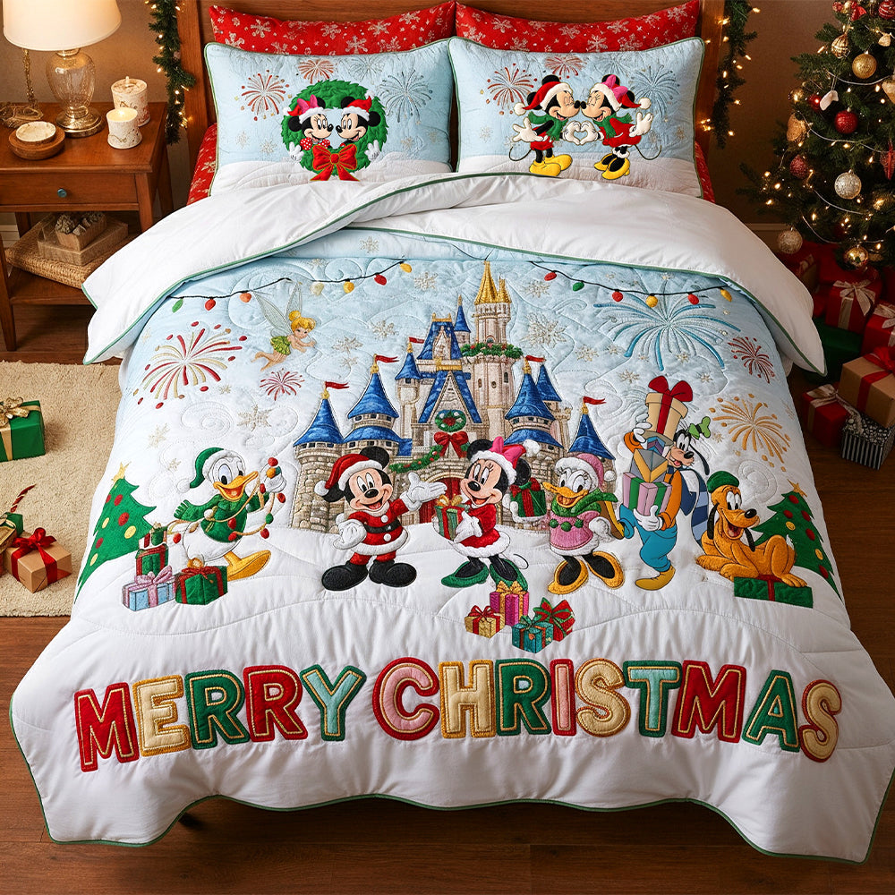 Celebrate the Magic of Christmas - A Very Merry Christmas Quilt Bed Set, Personalized Christmas Gift Bedding Set PopCulturePrints