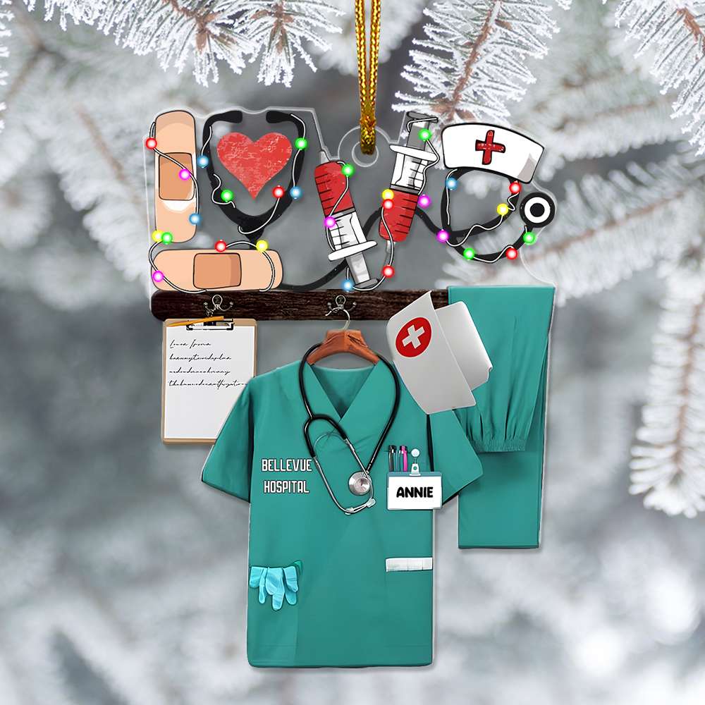 Personalized Nurse Christmas Ornament with Custom Name Ornament PopCulturePrints