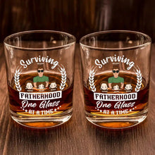 Load image into Gallery viewer, Surviving Fatherhood - Personalized Whiskey Glass Whiskey Glass PopCulturePrints

