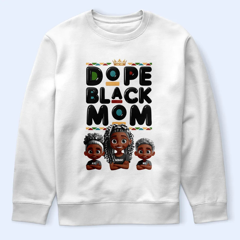 Dope Black Mom - 3D Effect Cartoon Personalized T-Shirt for Moms Who Rock T-shirt PopCulturePrints