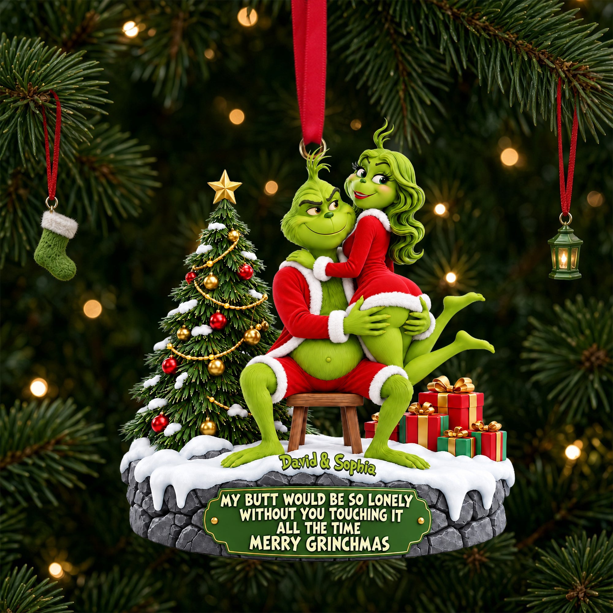“My Butt Would Be So Lonely” - Playful Couple Acrylic Ornament - Personalized Christmas Gift for Couples