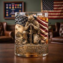 Load image into Gallery viewer, Freedom &amp; Honor Round Glass Personalized Gifts For Veteran 03TODH270526 Glass PopCulturePrints
