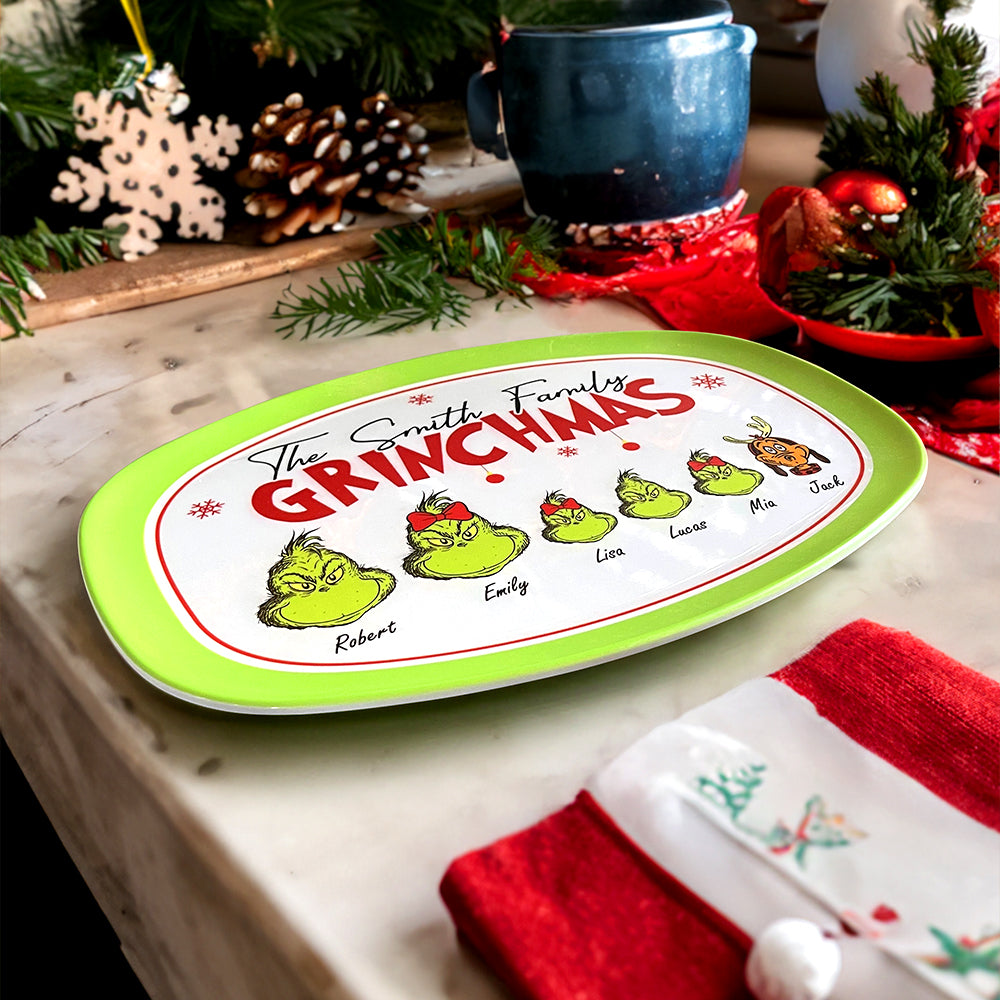 Personalized Family Grinch Christmas Plate