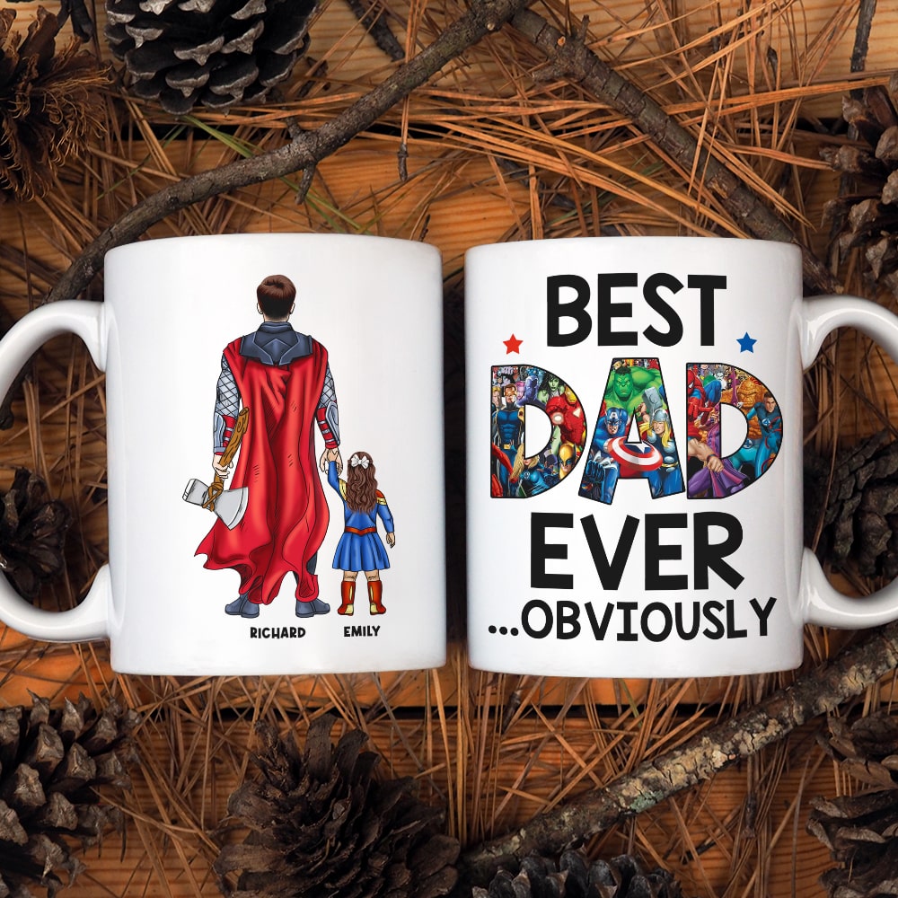 Personalized Super Dad Coffee Mug - Hero Theme Gift Coffee Mug PopCulturePrints