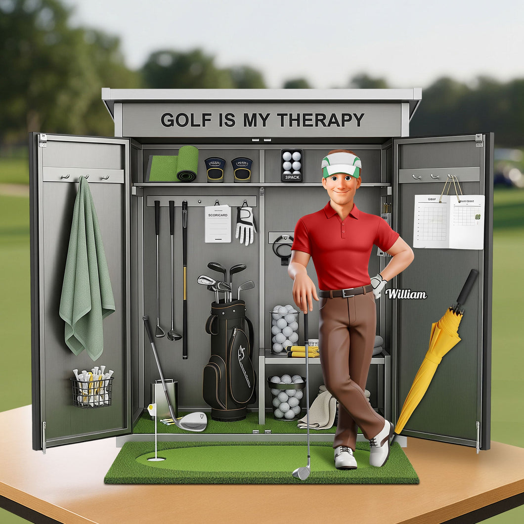 Golf Is My Therapy - Personalized Golf Plaque for Golf Lovers Shaped Plaques PopCulturePrints