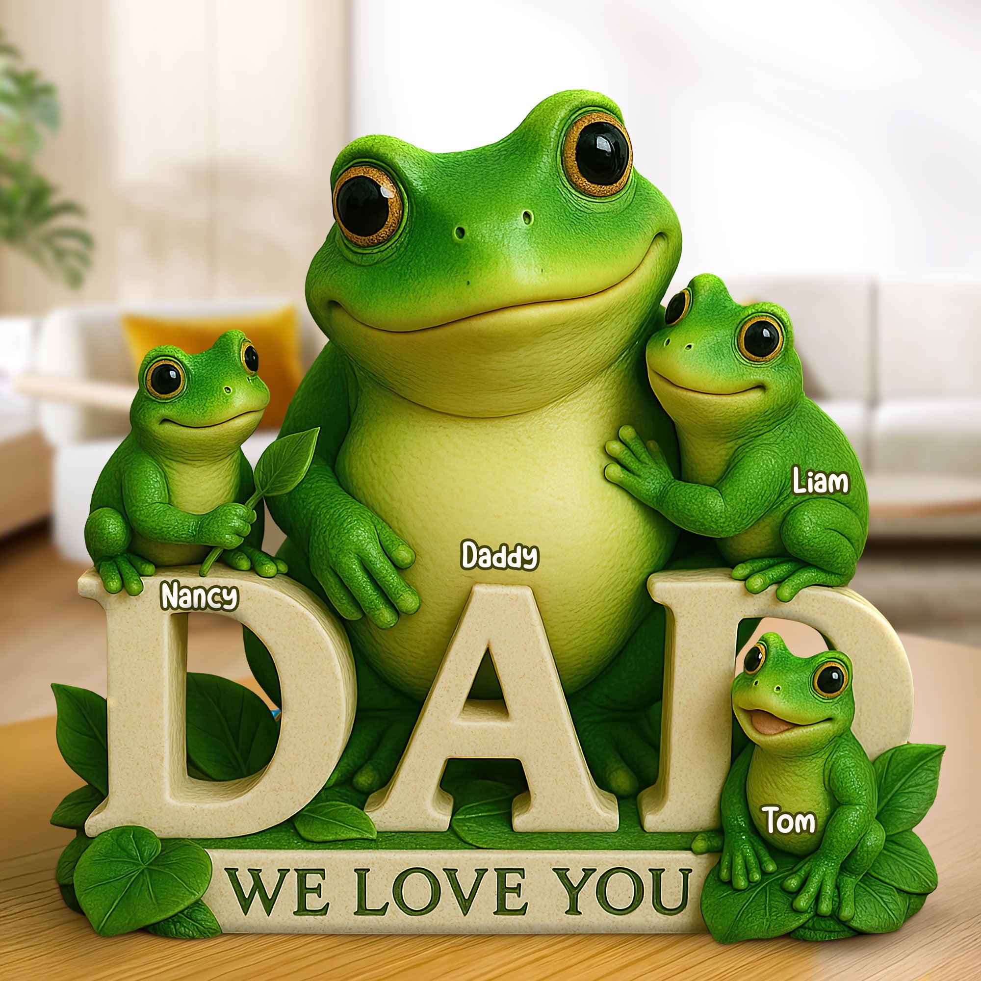 We Love You, Dad! - Personalized Frog Dad Plaque - Unique Gift for Dad, Grandpa & Family Shaped Plaques PopCulturePrints