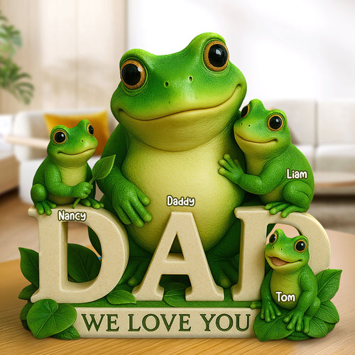 We Love You, Dad! - Personalized Frog Dad Plaque - Unique Gift for Dad, Grandpa & Family Shaped Plaques PopCulturePrints