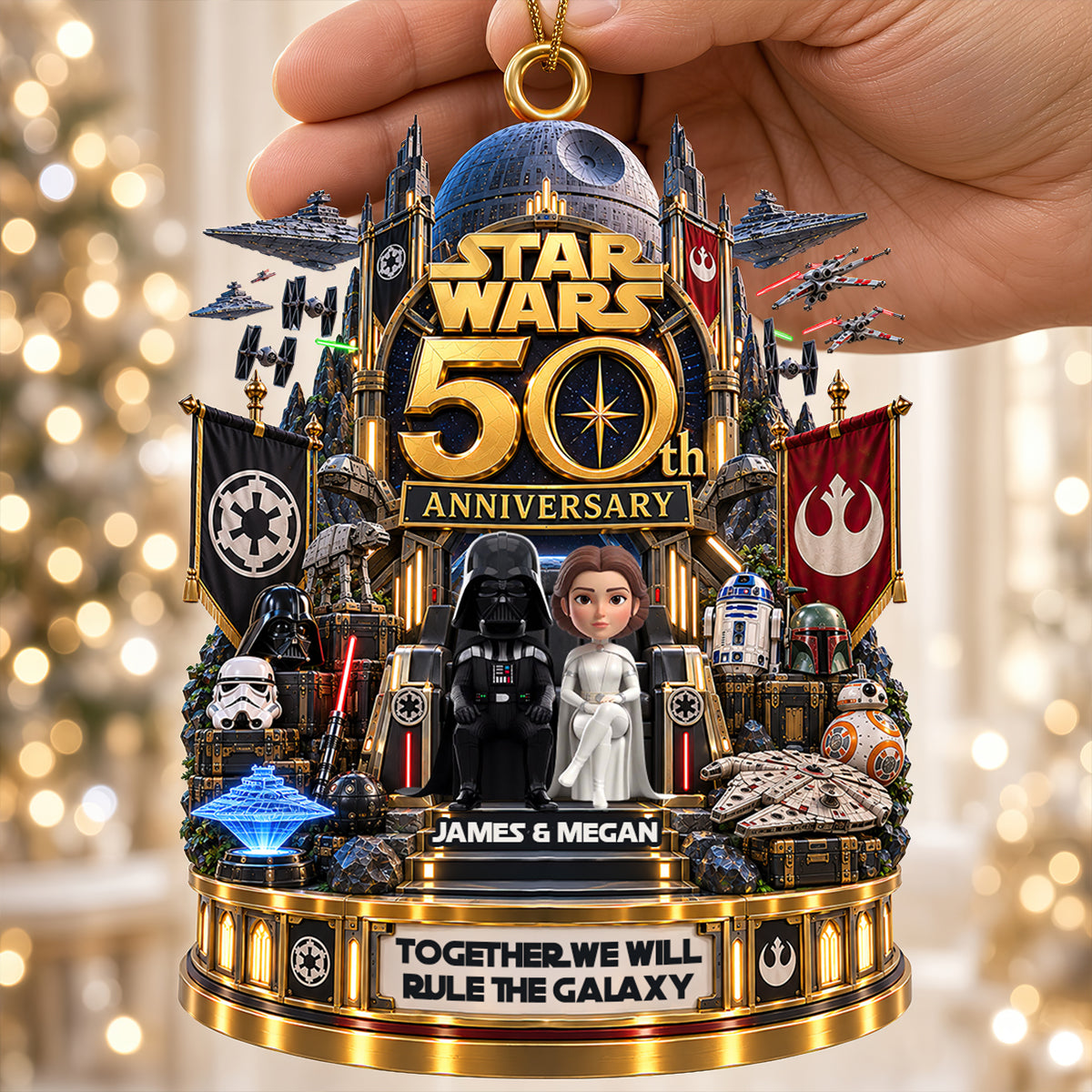 Together, We Will Rule the Galaxy - Personalized Star Wars 50th Anniversary Couple Ornament