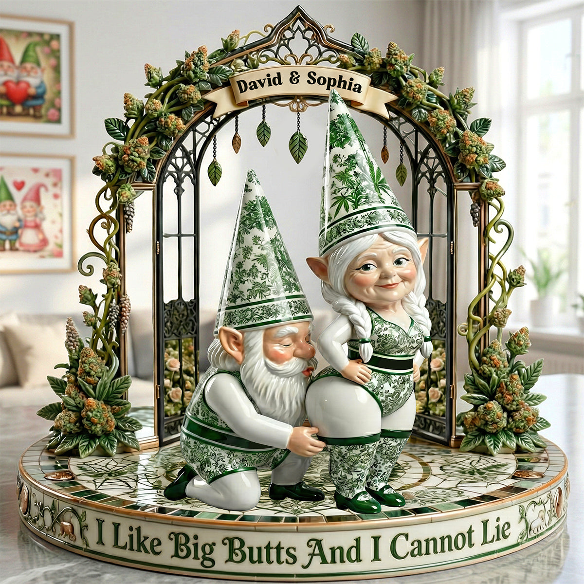 I Like Big Butts And I Cannot Lie - Funny Gnome Couple Acrylic Plaque | Personalized Gifts for Couples Shaped Plaques PopCulturePrints