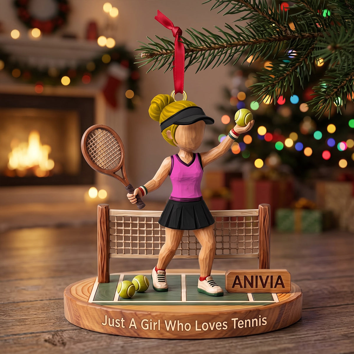 Just A Girl Who Loves Tennis - Personalized Christmas Ornament for Tennis Lovers
