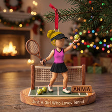 Load image into Gallery viewer, Just A Girl Who Loves Tennis - Personalized Christmas Ornament for Tennis Lovers
