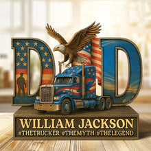 Load image into Gallery viewer, &quot;Honor the Journey: Trucker Dad Acrylic Plaque - Personalized Gifts for Dad, Grandpa, and Truck Enthusiasts&quot; Shaped Plaques PopCulturePrints
