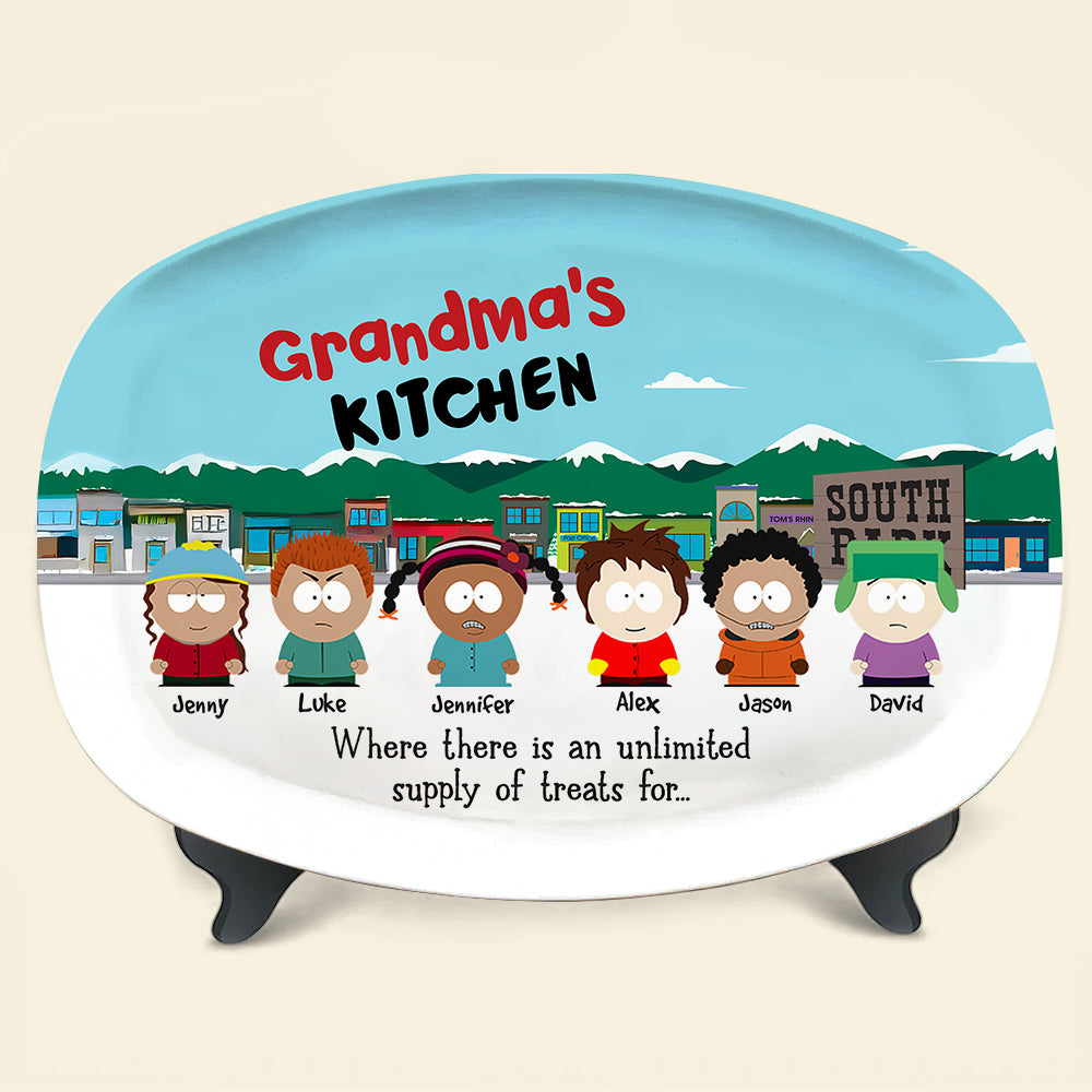 Personalized Grandma's Kitchen Resin Plate - Custom Cartoon Characters Plates PopCulturePrints