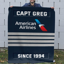 Load image into Gallery viewer, Custom Pilot Blanket with Rank &amp; Airline Logo Blanket PopCulturePrints
