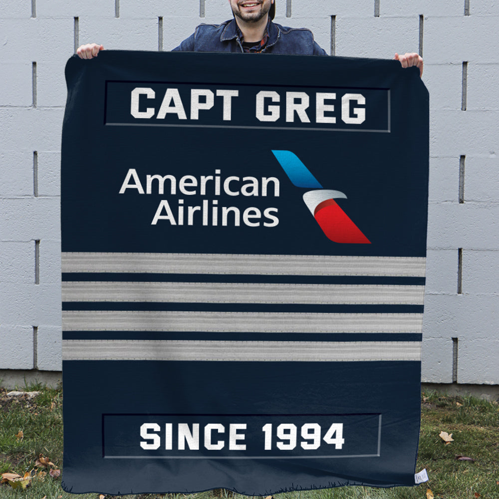 Custom Pilot Blanket with Rank & Airline Logo Blanket PopCulturePrints