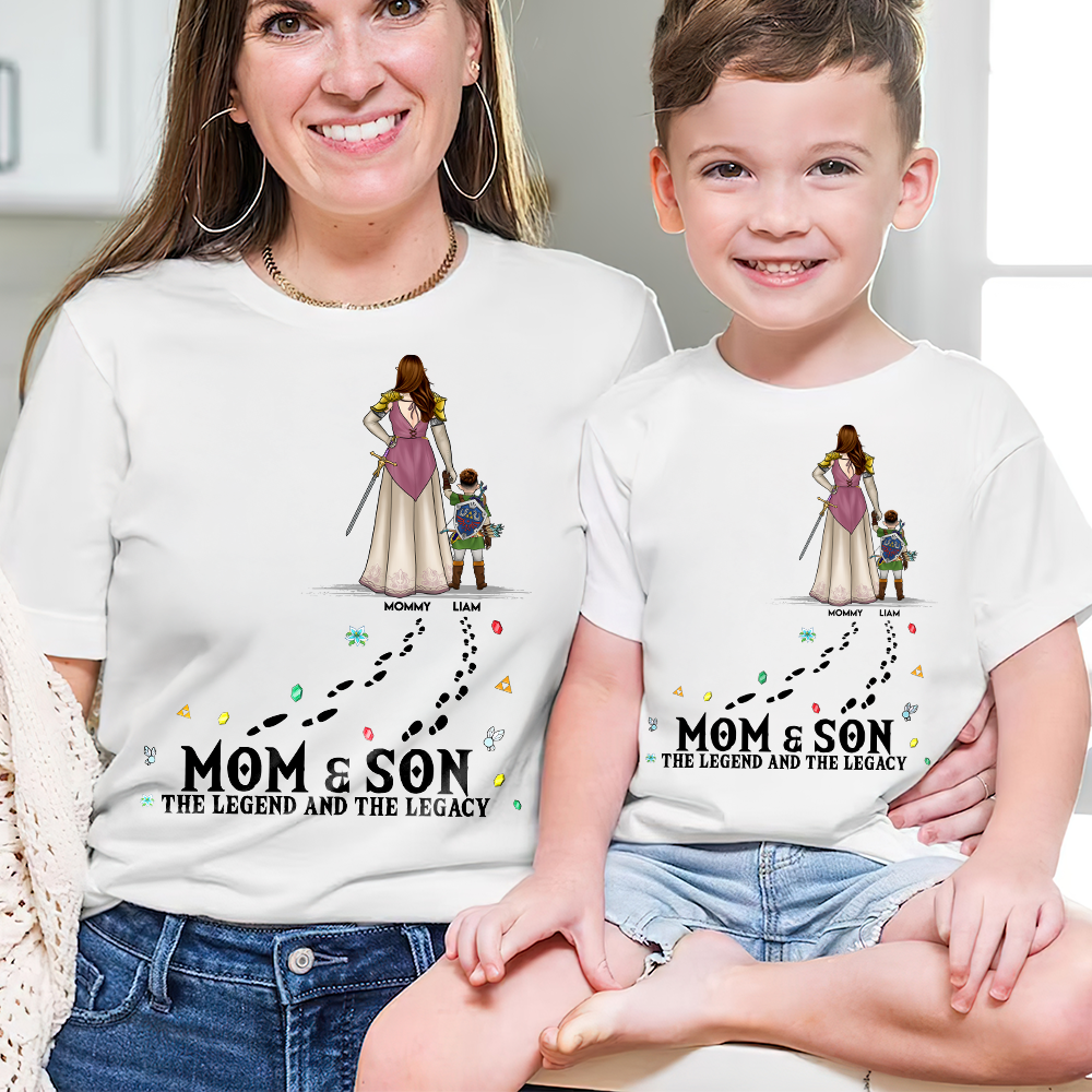 "Mom & Son - The Legend and The Legacy" - Personalized Adventure Mom Shirt - Custom Gift for Moms, Grandmas, and Kids Shirts PopCulturePrints