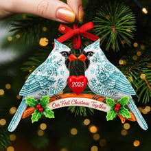 Load image into Gallery viewer, “Celebrate Your Love” - Couple Cardinal Toile de Jouy Ornament - Custom Personalized Gifts for Couples, Newlyweds &amp; Families Ornament PopCulturePrints
