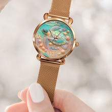 Load image into Gallery viewer, “Embrace the Ocean's Spirit” - Turtle Mesh Strap Quartz Watch, Personalized Gift for Ocean Lovers Quartz Watch PopCulturePrints
