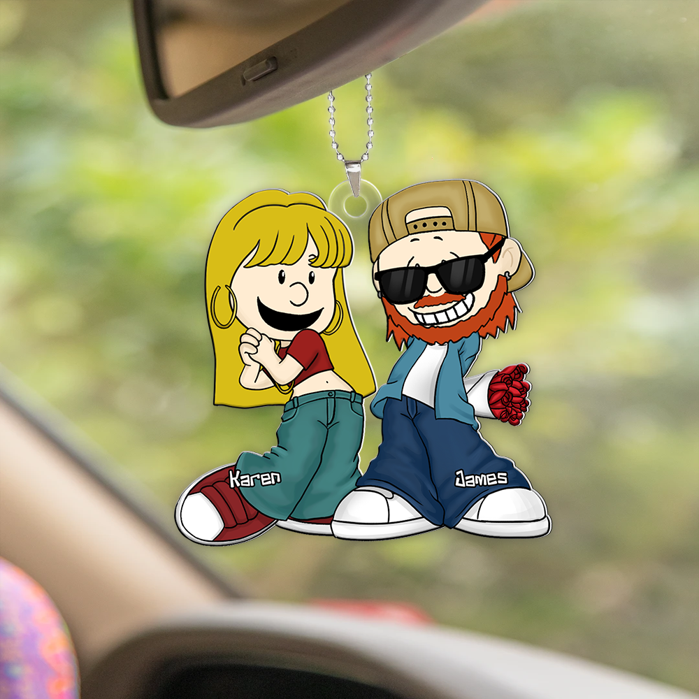 Personalized Cartoon Couple Car Ornament - Gangsta Love Ornament PopCulturePrints