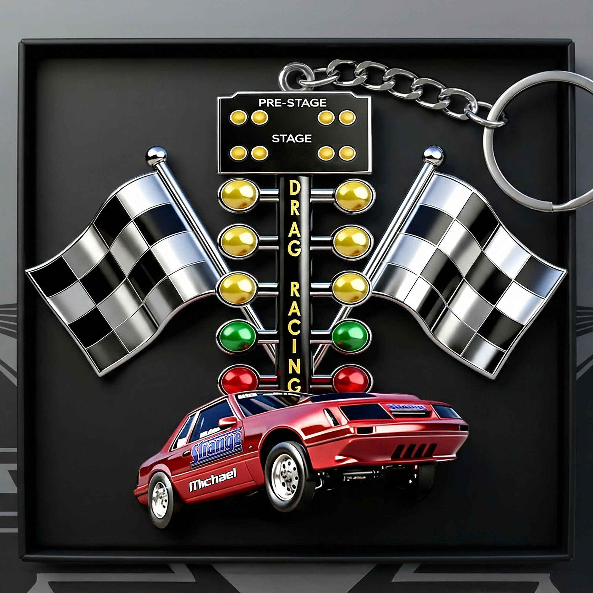 “Ignite Your Passion!” - Drag Racing Acrylic Keychain - Personalized Custom Photo Gift for Racing Lovers Keychains PopCulturePrints