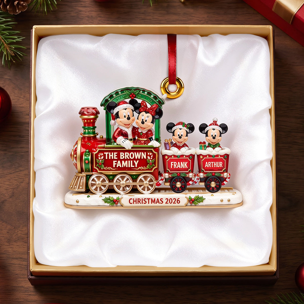 “All Aboard the Joy Train!” - Cute Family Train Acrylic Ornament - Personalized Christmas Gift for Families