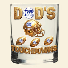 Load image into Gallery viewer, Score Big with DAD'S TOUCHDOWNS - Personalized Sport Lover 11oz Round Glass - Gift for Dad, Grandpa, and Sports Enthusiasts Glass PopCulturePrints
