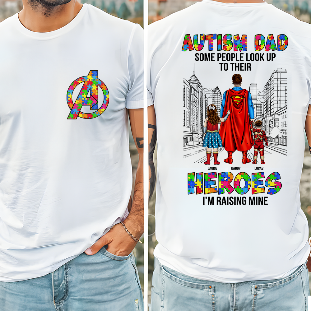 "Heroes I'm Raising" - Personalized Autism Mom Shirt - Custom Gifts for Moms and Grandmas Shirts PopCulturePrints