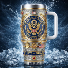Load image into Gallery viewer, Celebrate Freedom: USA 250th Anniversary 40oz Tumbler - Personalized Gift for Patriots Tumbler Cup PopCulturePrints
