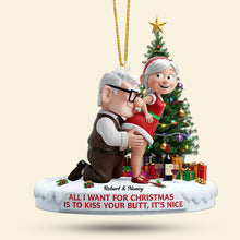 Load image into Gallery viewer, All I Want For Christmas Is To Kiss Your Butt - Old Naughty Couple Ornament - Personalized Gift for Couples Ornament PopCulturePrints
