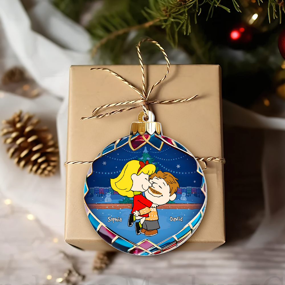 Custom Cartoon Couple Christmas Ornament