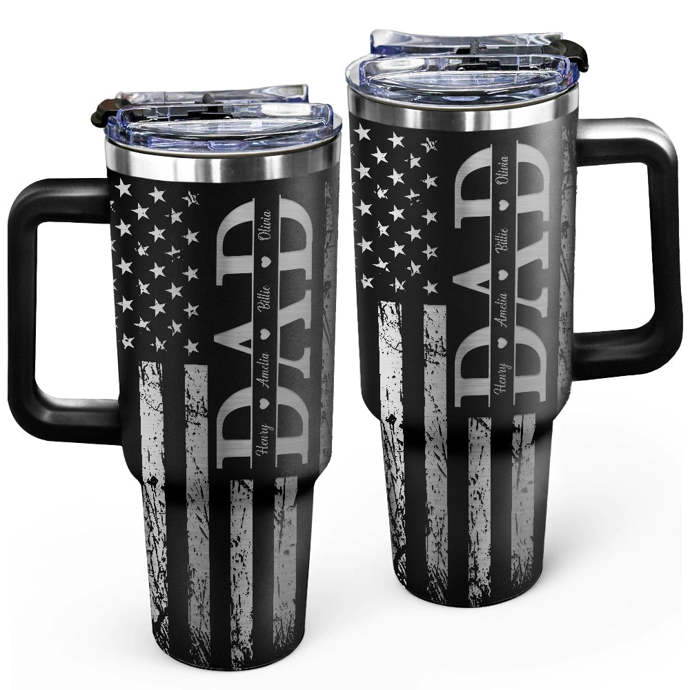 "We Love You, Dad!" - Personalized Stars & Stripes 40oz Tumbler - Custom Gift for Dad and Grandpa Engraved 40oz Tumbler PopCulturePrints